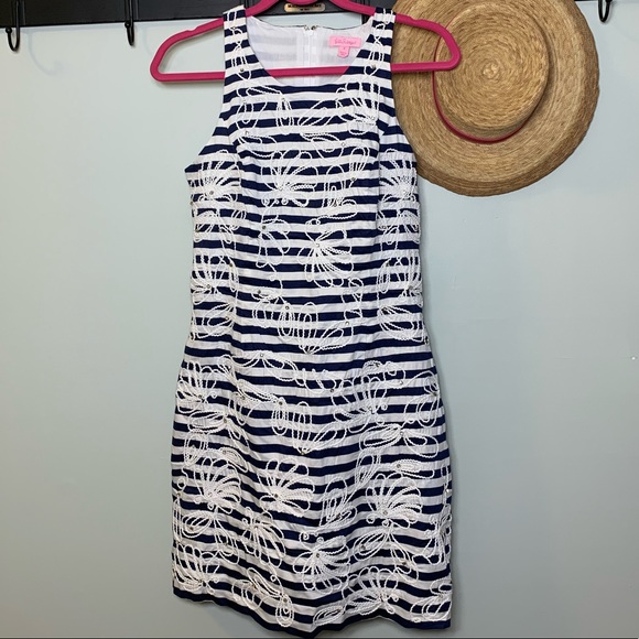 LILLY PULITZER | Striped Embroidered Dress 8👗 - Picture 1 of 13